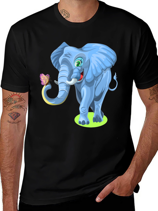 Cartoon Elephant Graphic Tee - Soft Cotton Blend