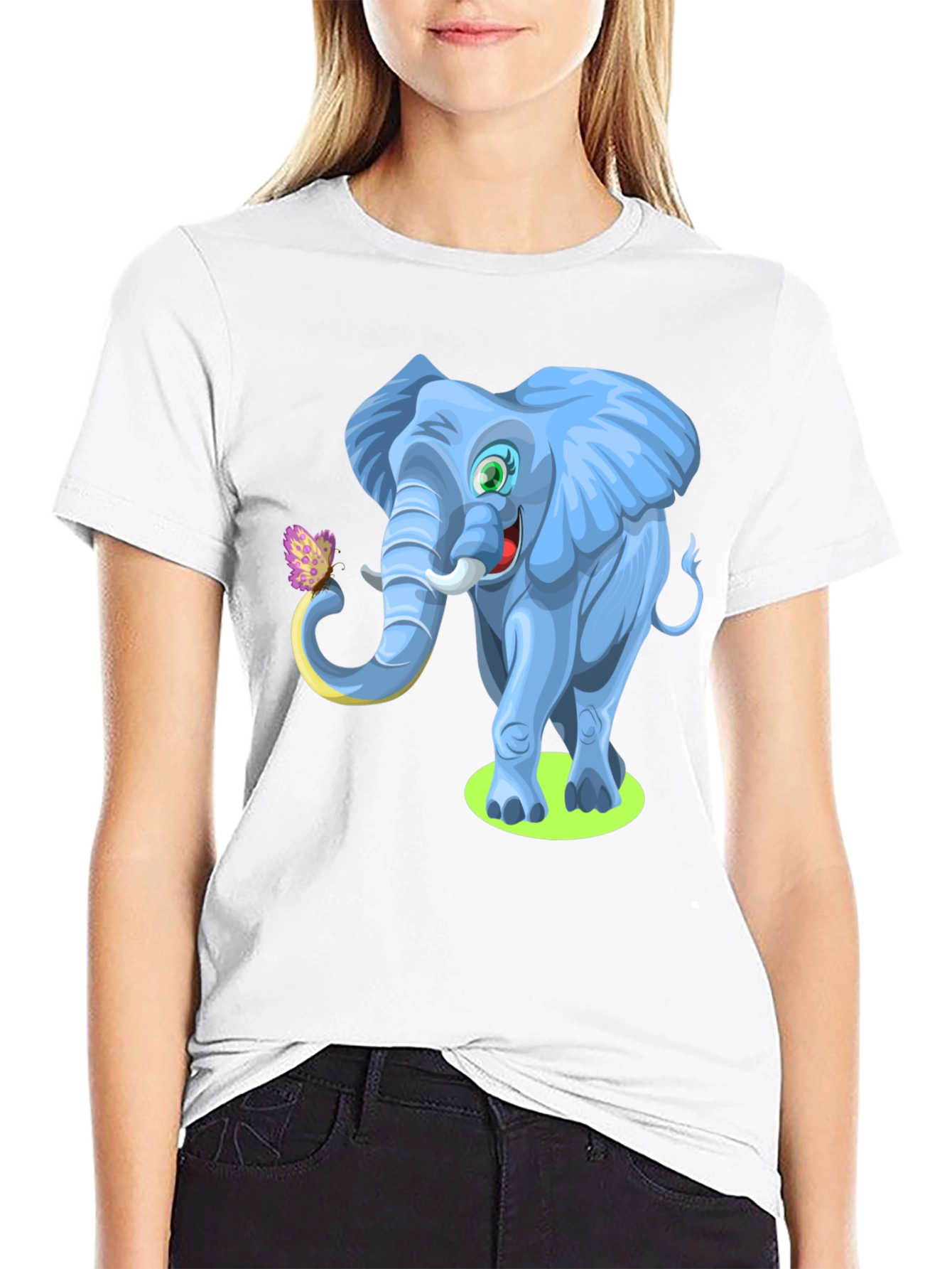 Cartoon Elephant Graphic Tee - Soft Cotton Blend