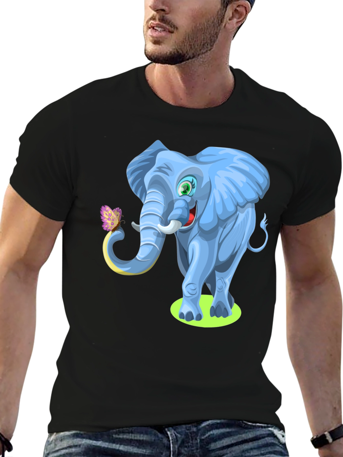 Cartoon Elephant Graphic Tee - Soft Cotton Blend