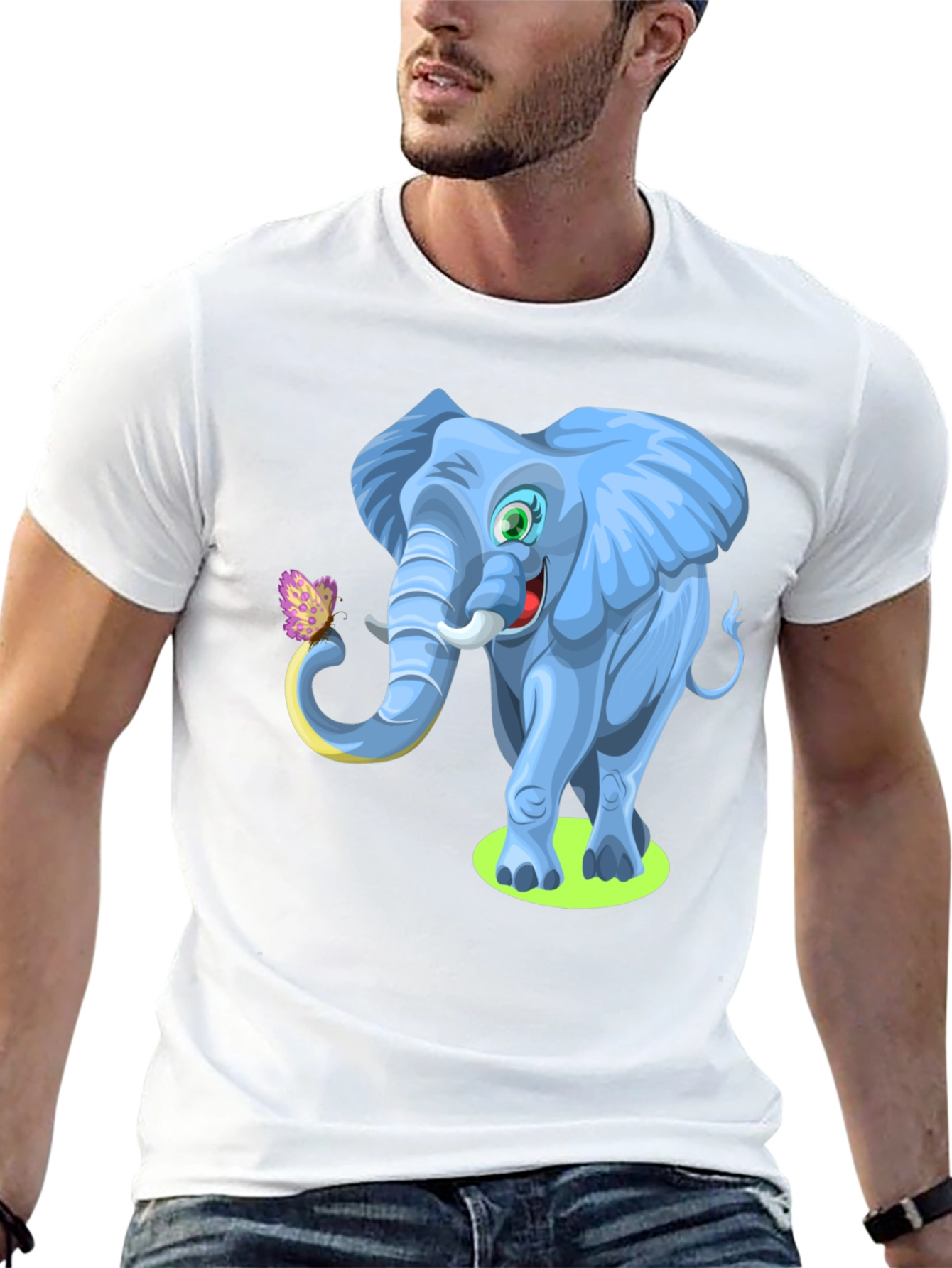 Cartoon Elephant Graphic Tee - Soft Cotton Blend