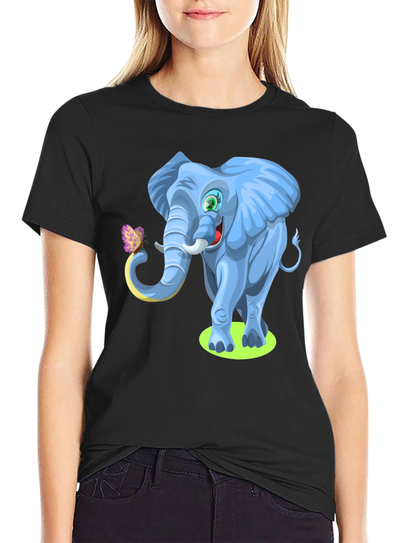 Cartoon Elephant Graphic Tee - Soft Cotton Blend