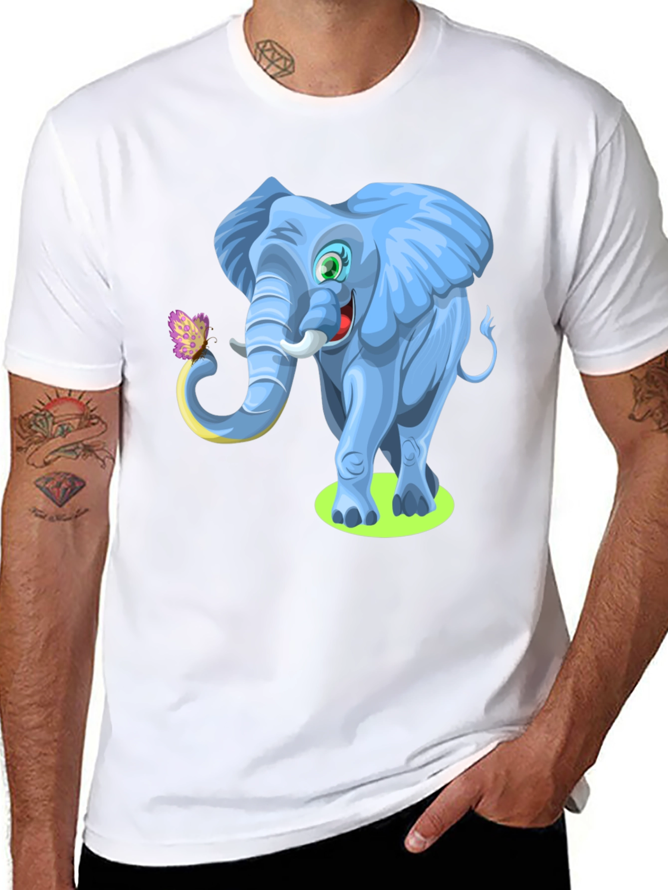 Cartoon Elephant Graphic Tee - Soft Cotton Blend