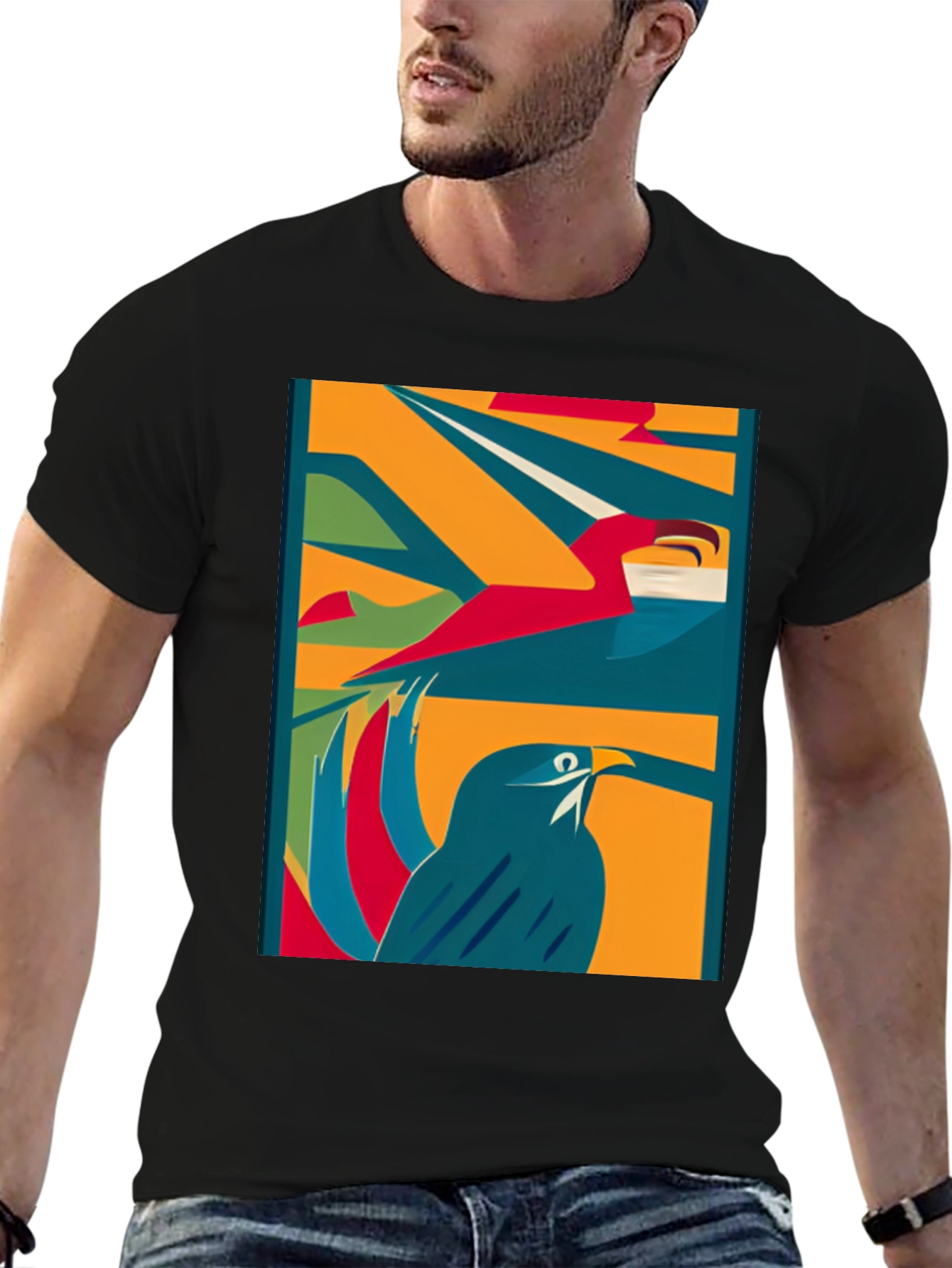 Abstract Bird Art Tee - Modern Graphic T-Shirt