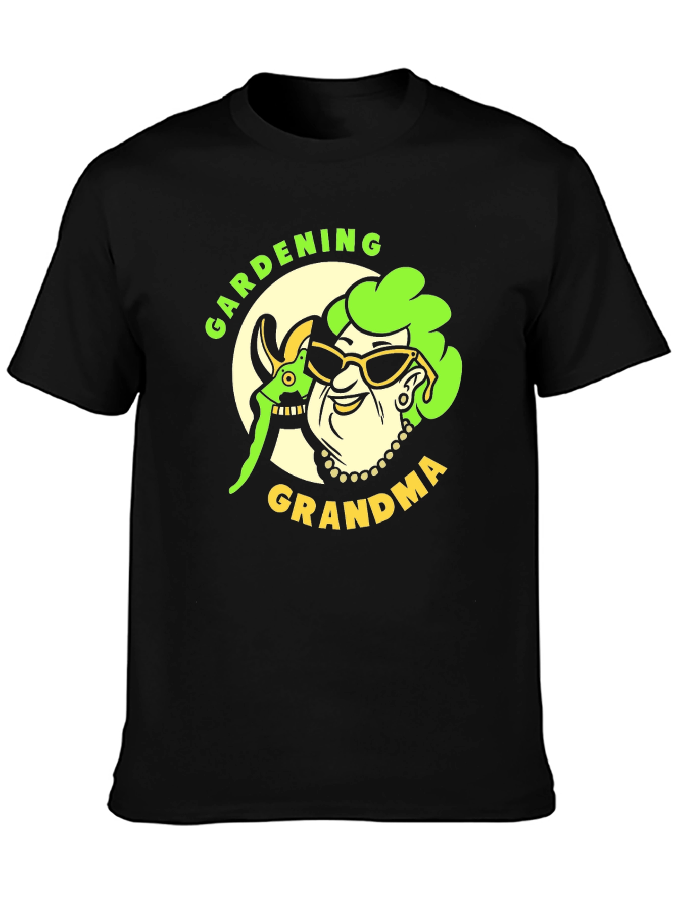 Gardening Grandma Graphic Tee - Black Cotton Shirt