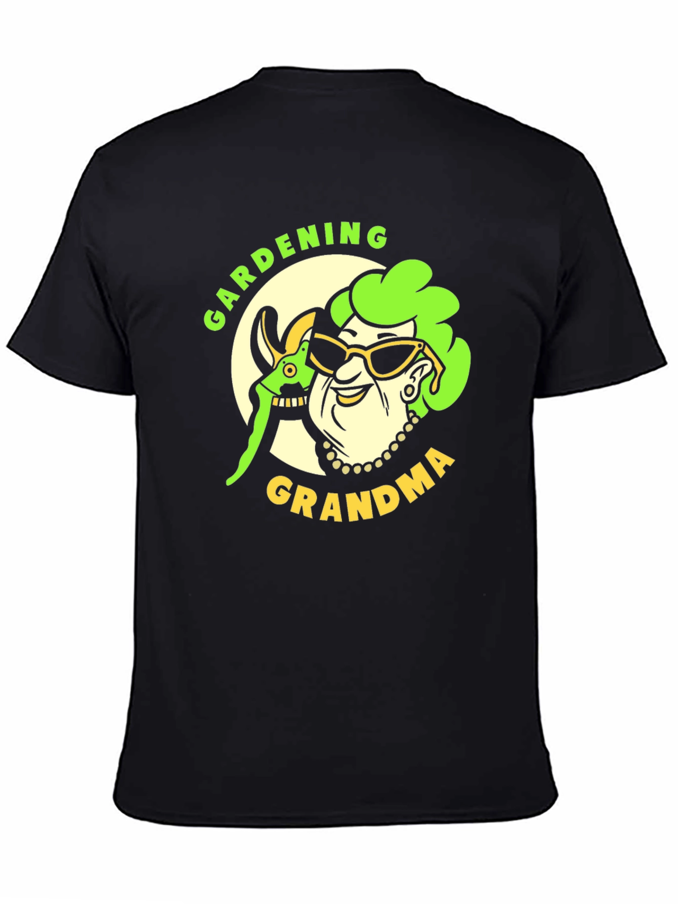 Gardening Grandma Graphic Tee - Black Cotton Shirt