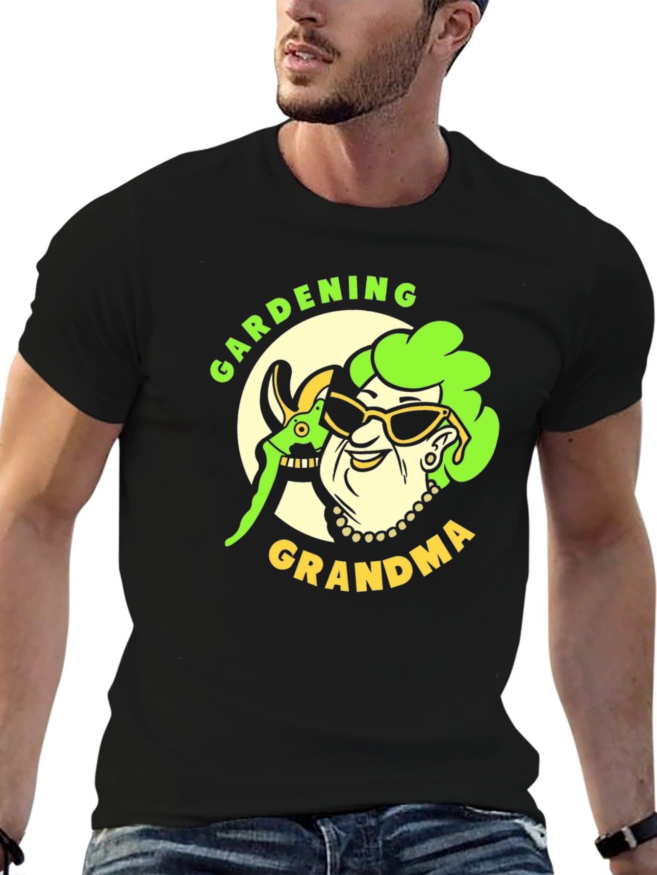 Gardening Grandma Graphic Tee - Black Cotton Shirt