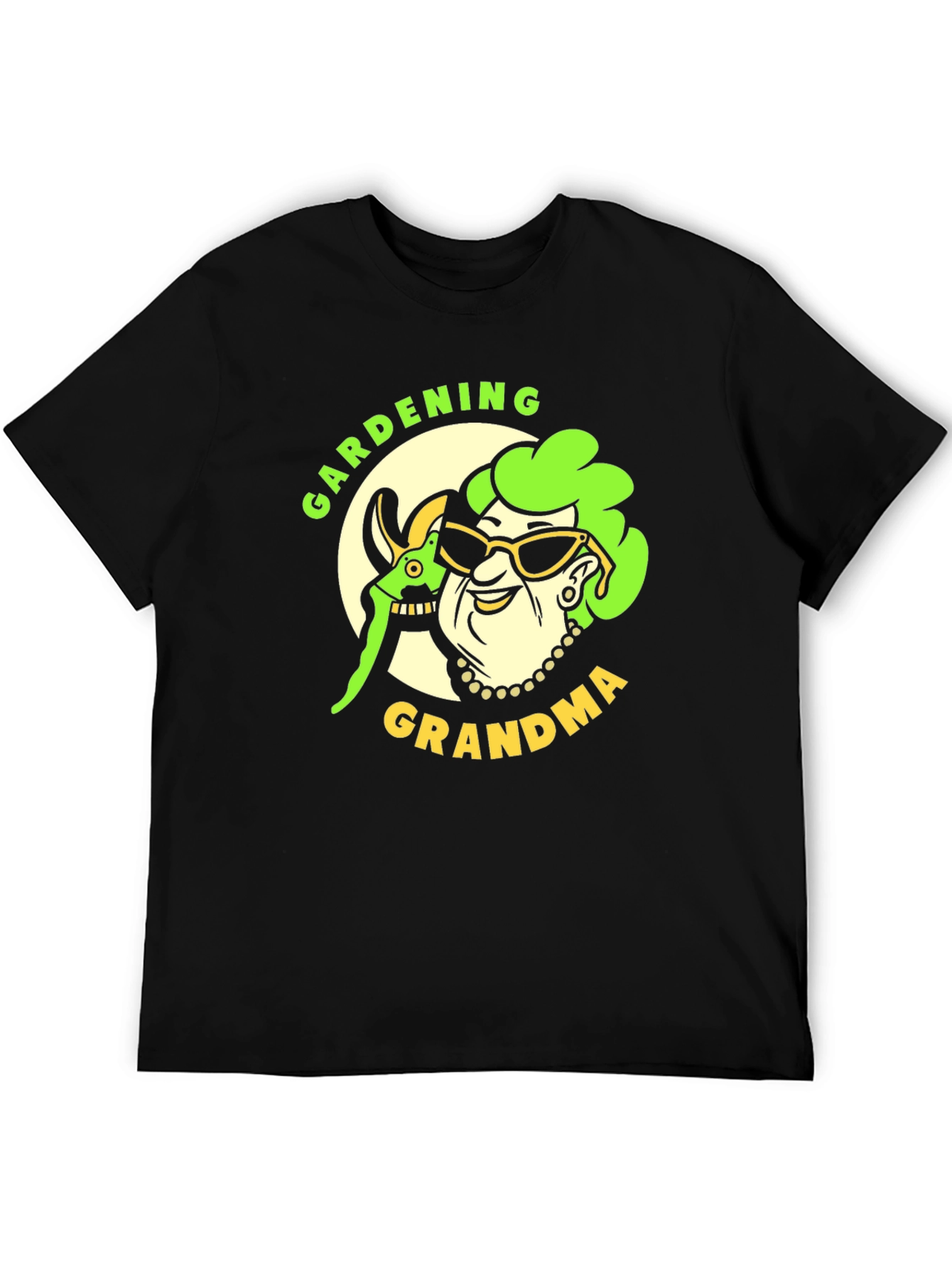Gardening Grandma Graphic Tee - Black Cotton Shirt