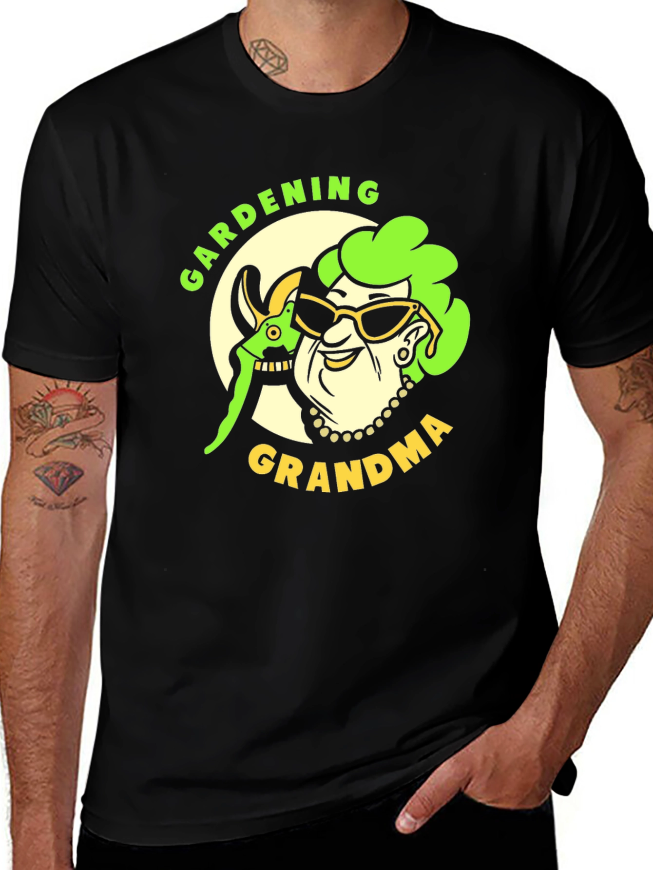 Gardening Grandma Graphic Tee - Black Cotton Shirt