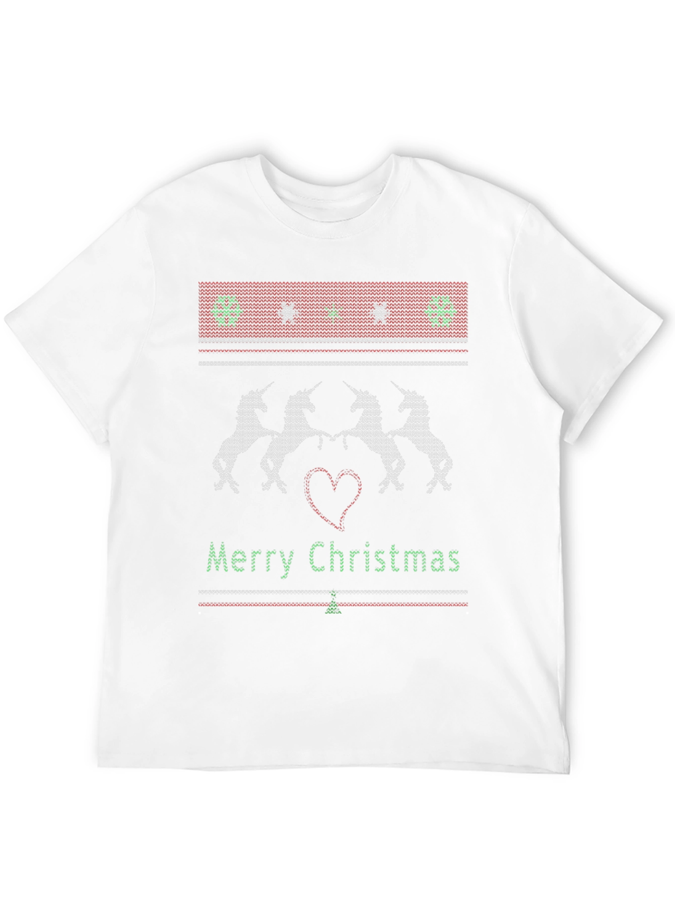 Unicorn Merry Christmas Knitted Style T-Shirt