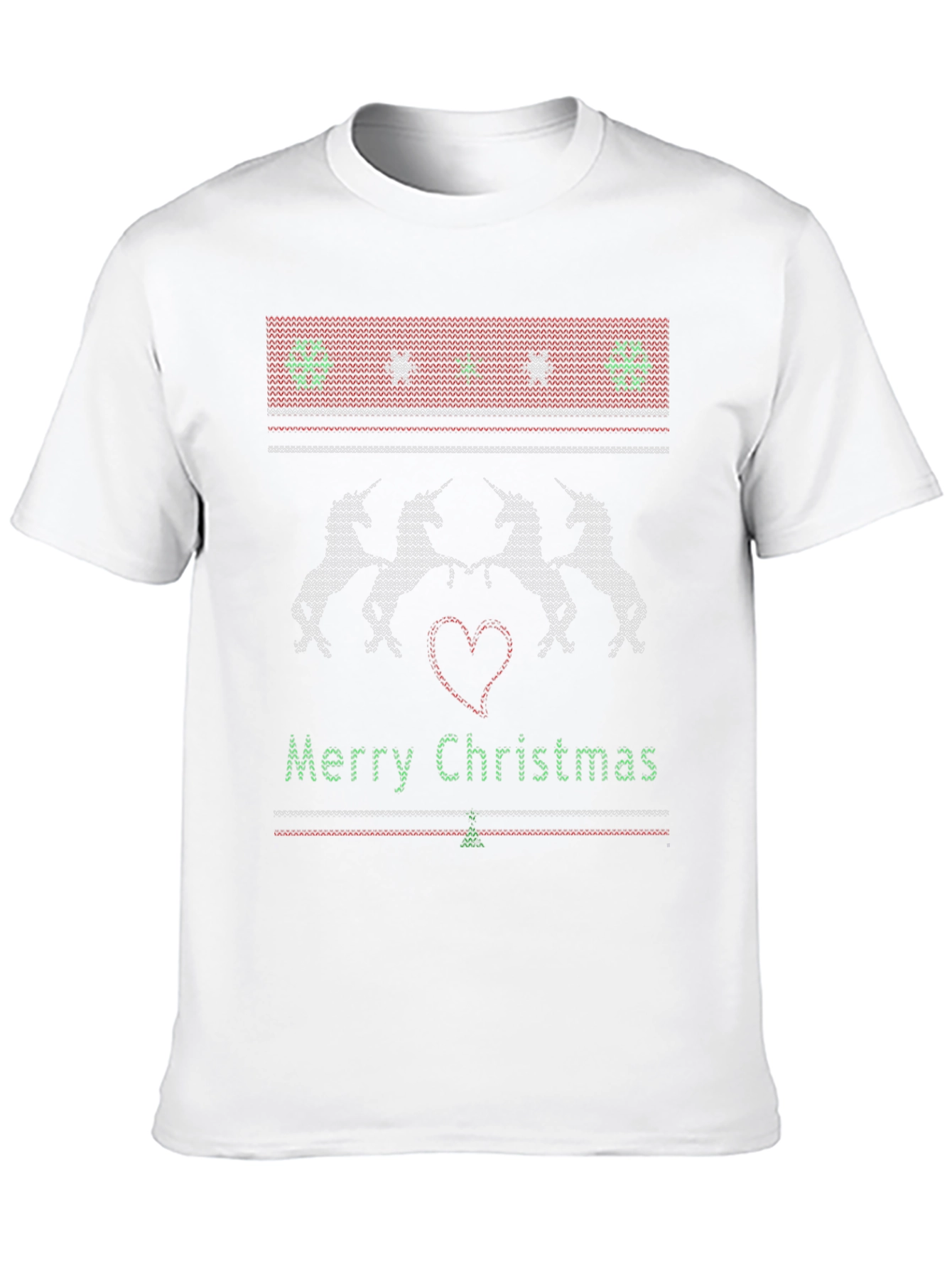 Unicorn Merry Christmas Knitted Style T-Shirt