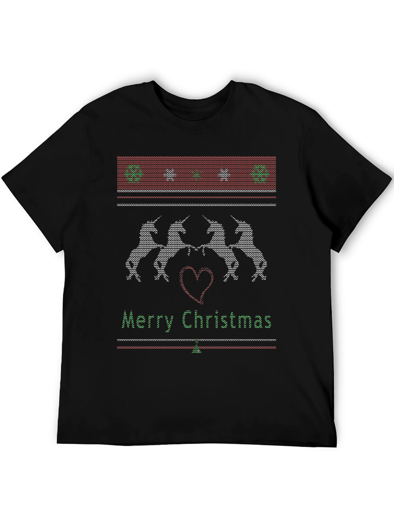 Unicorn Merry Christmas Knitted Style T-Shirt