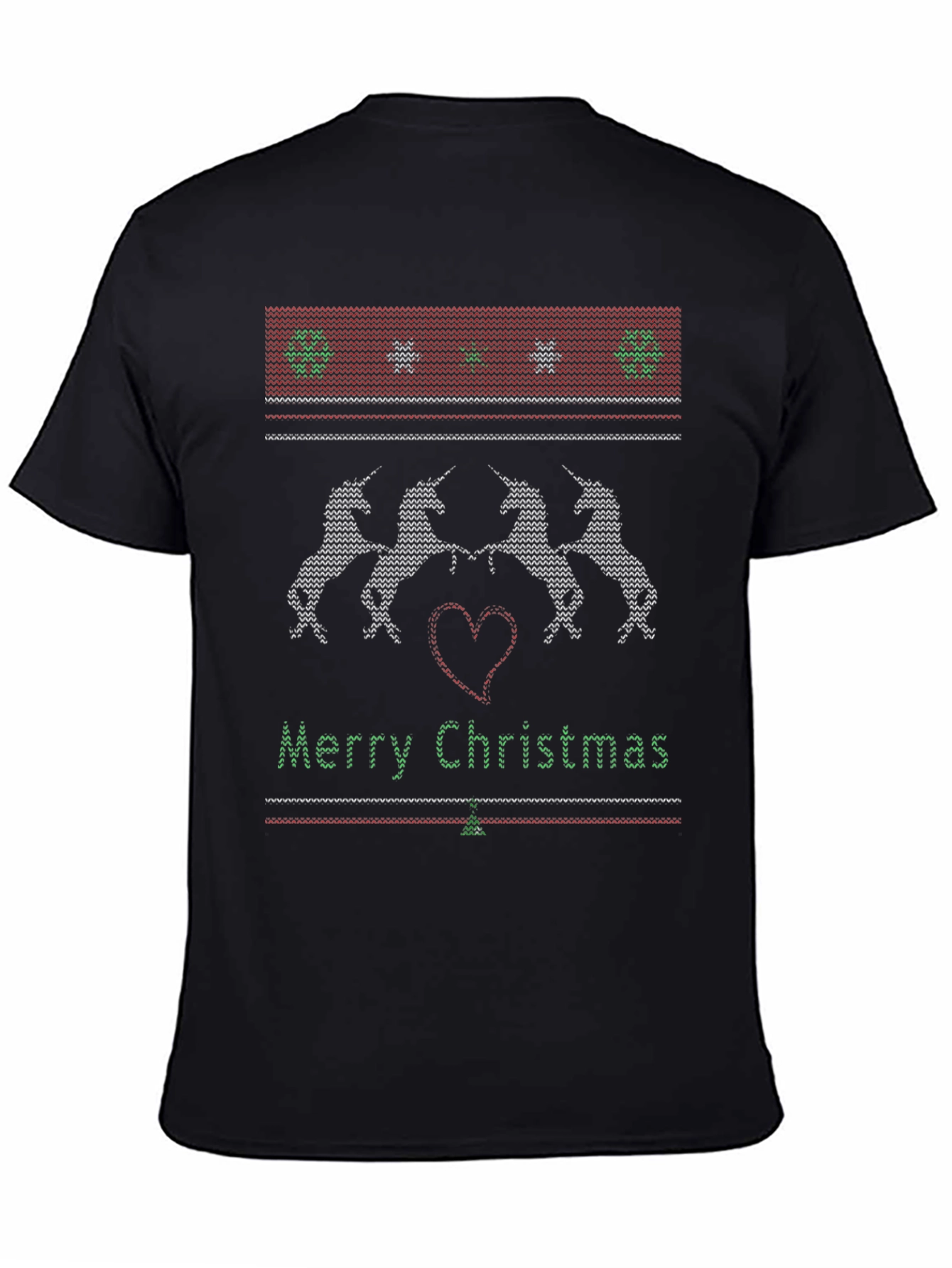 Unicorn Merry Christmas Knitted Style T-Shirt