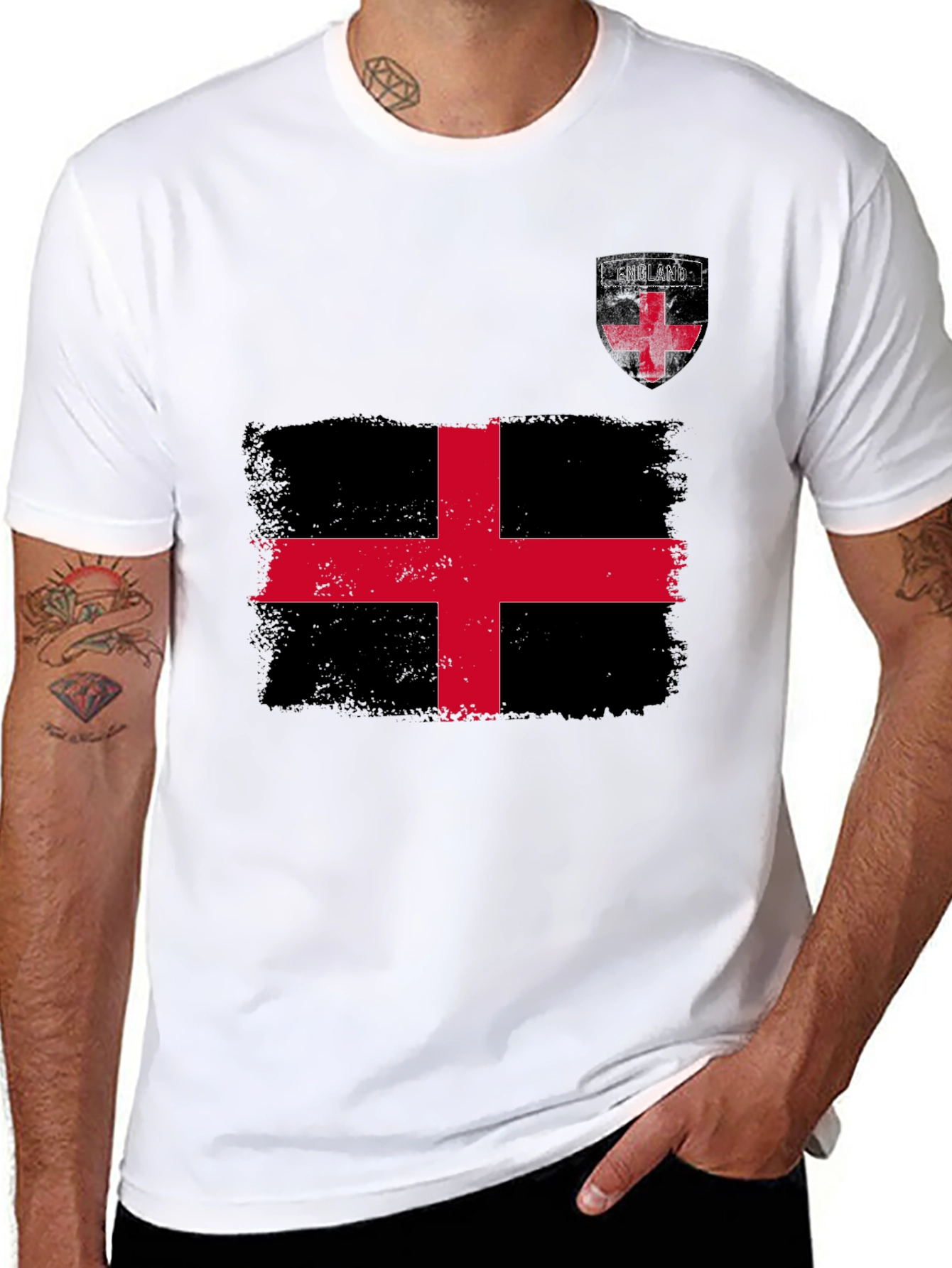 England Flag Graphic T-Shirt - Black