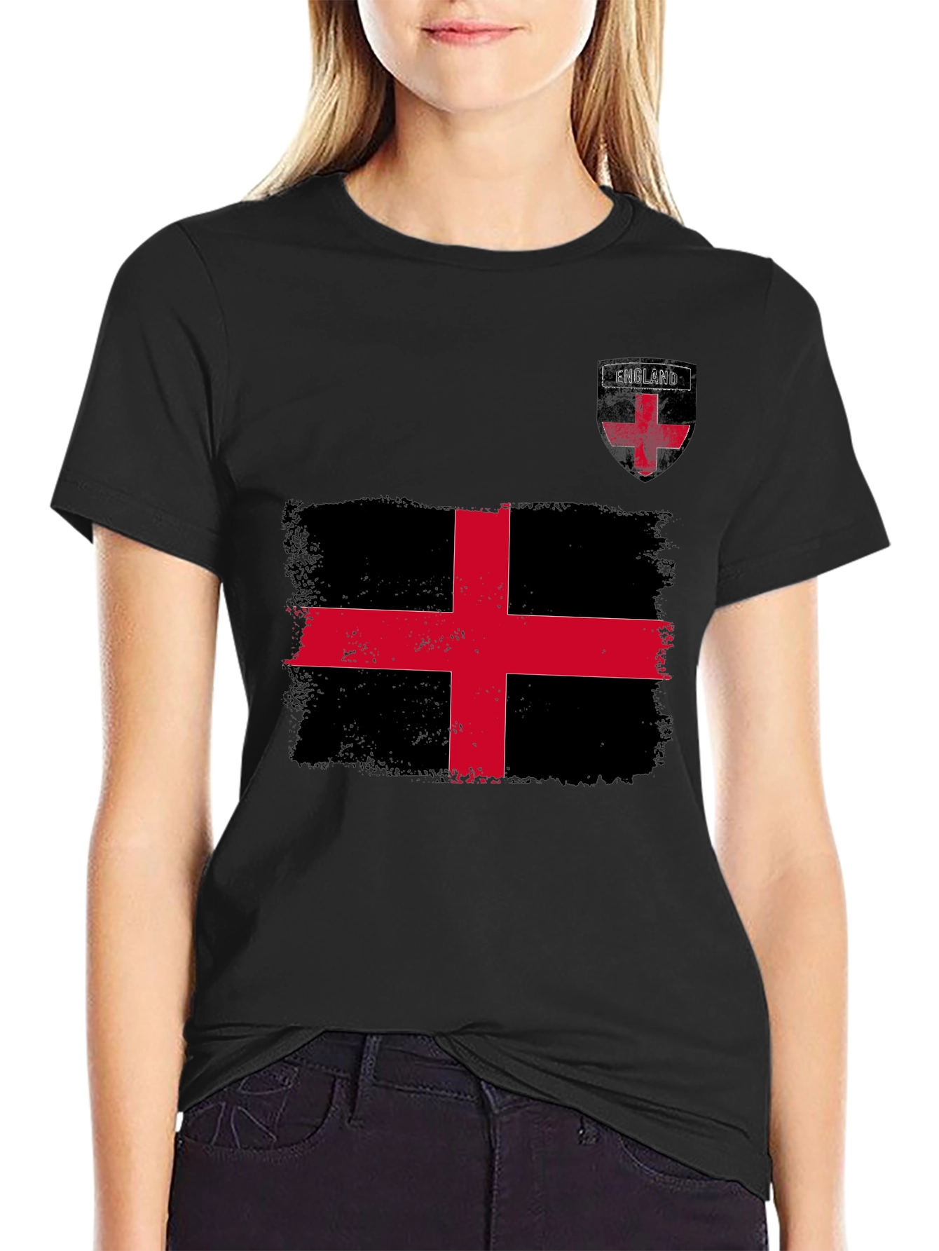 England Flag Graphic T-Shirt - Black