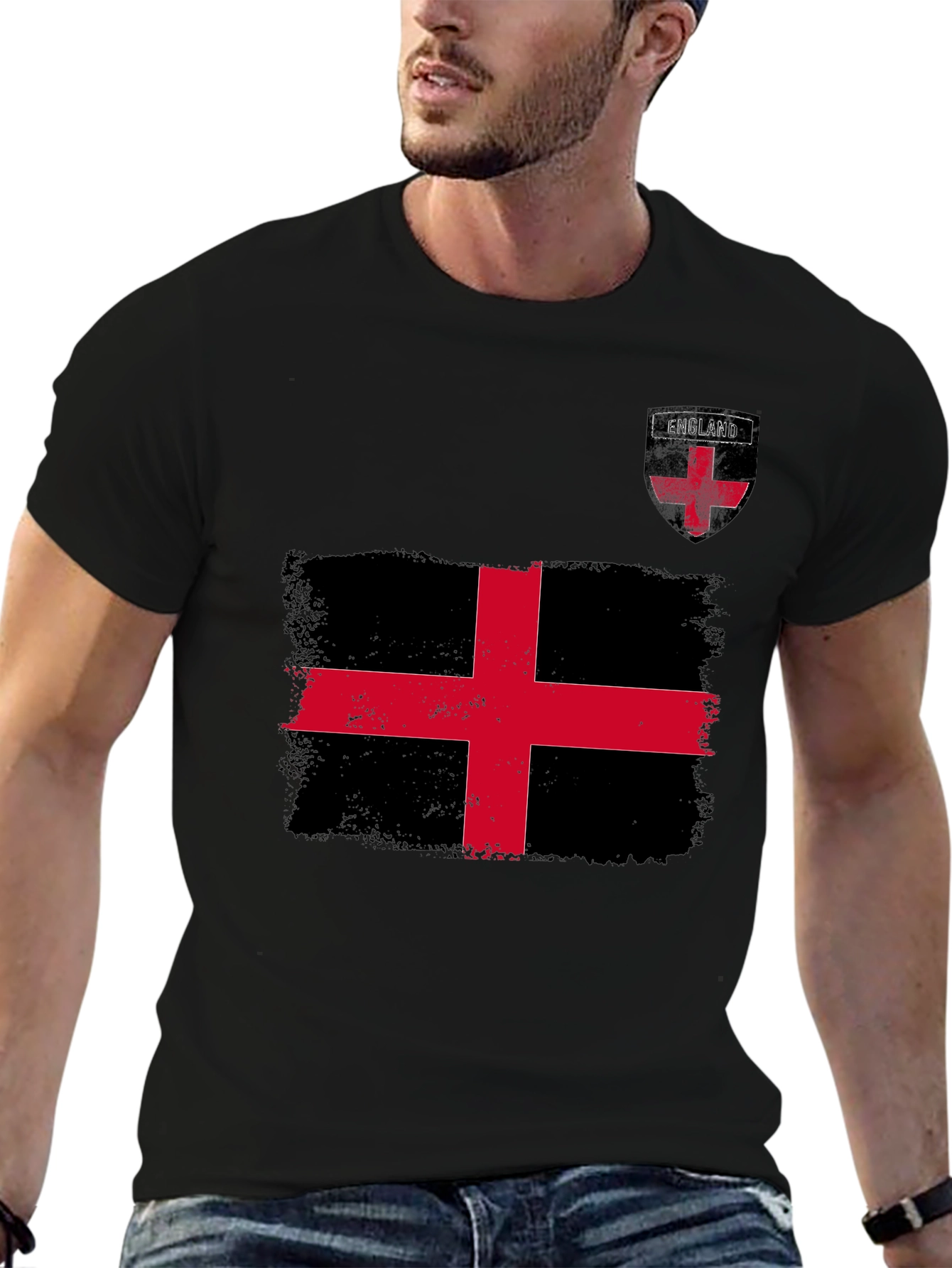 England Flag Graphic T-Shirt - Black