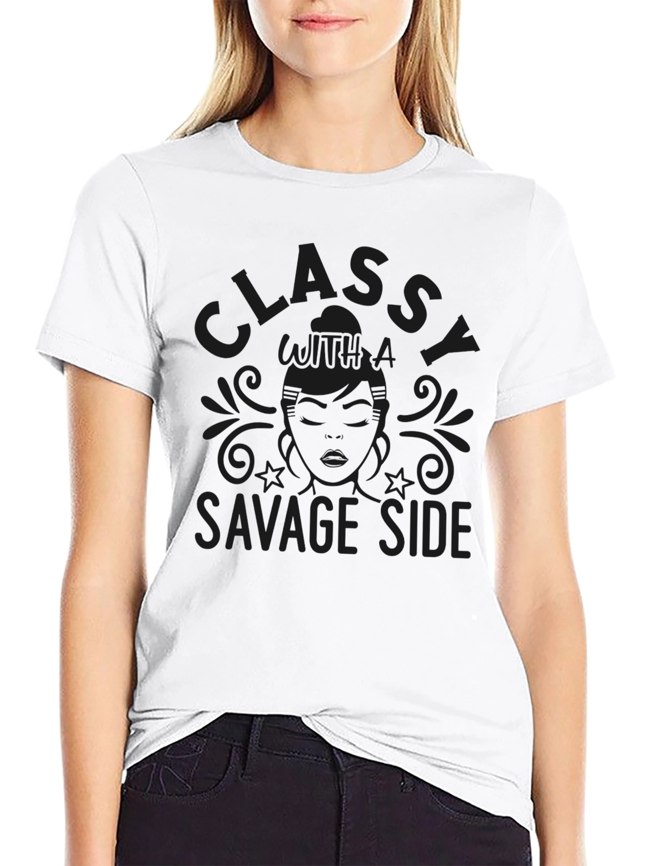 Classy With A Savage Side Graphic T-Shirt - Black