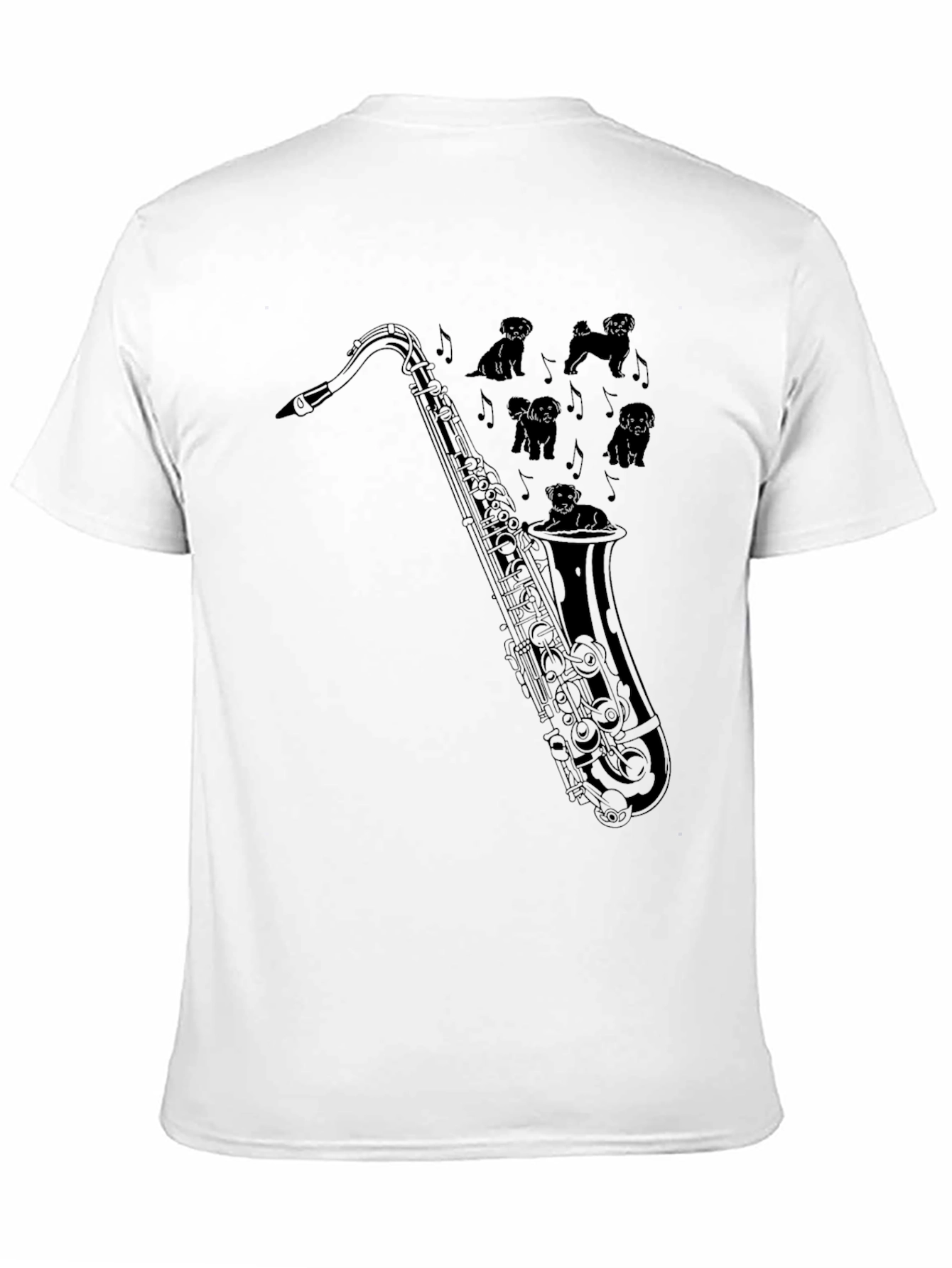 Saxophone Dogs Graphic Tee - Black Cotton T-Shirt