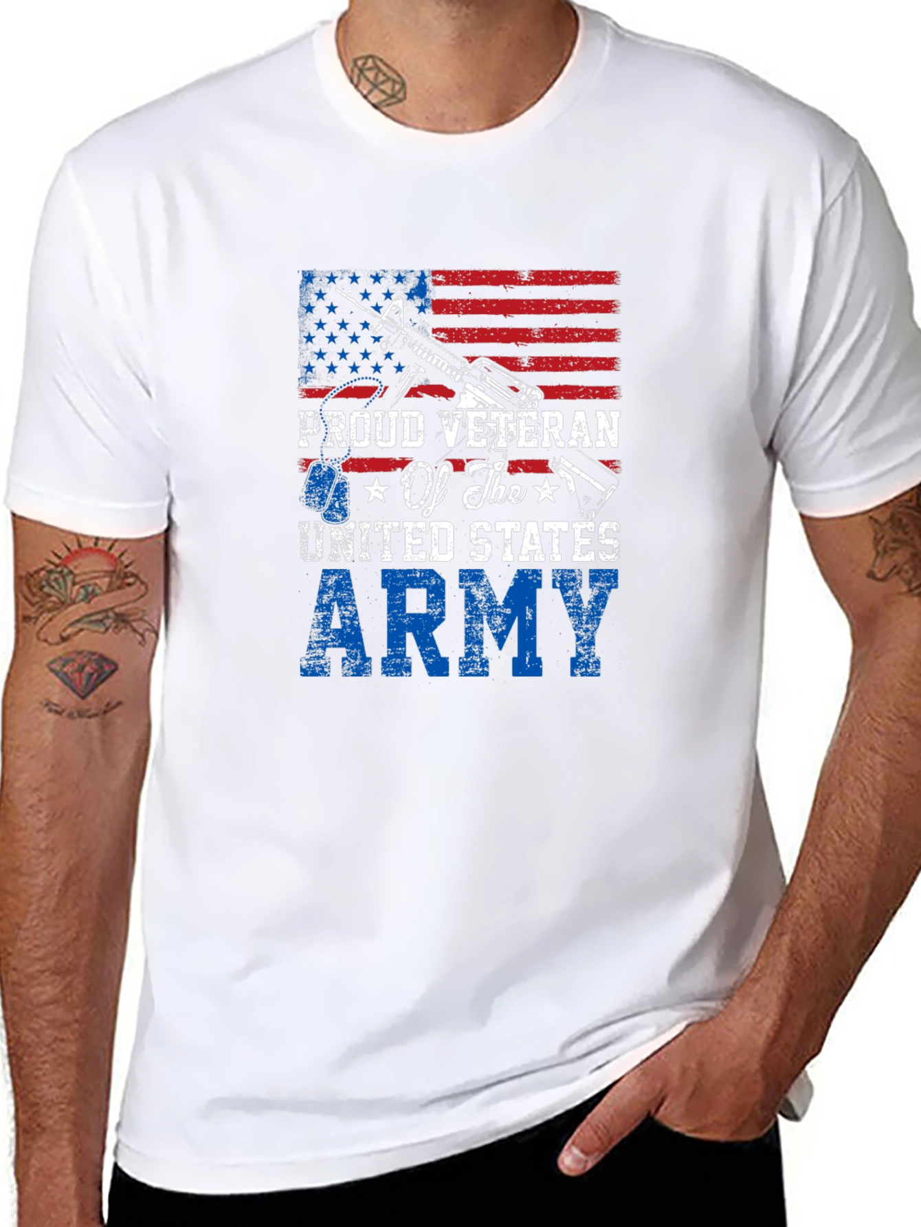 Proud Veteran Army T-Shirt Patriotic USA Flag