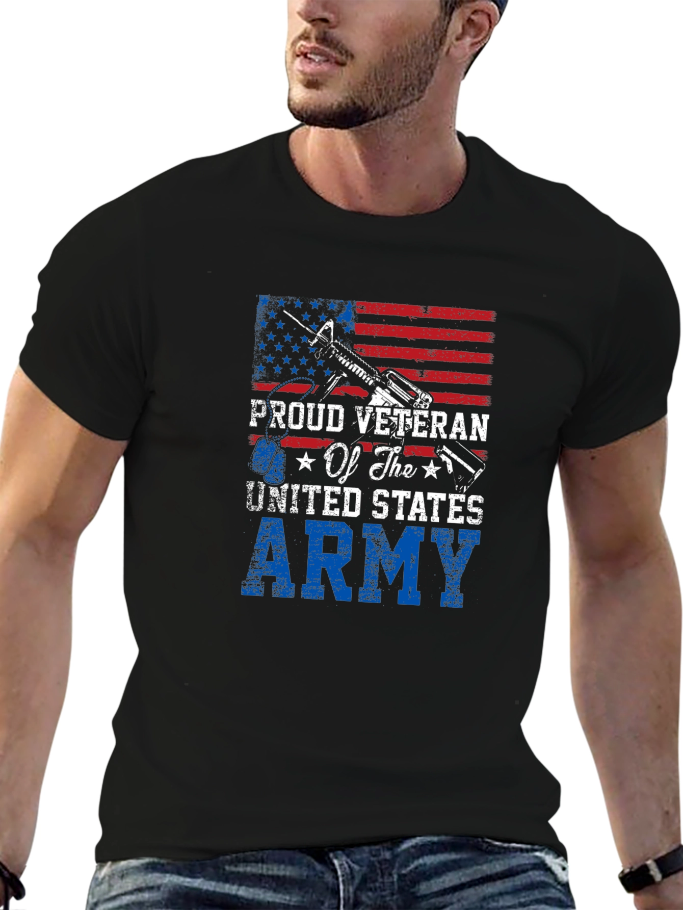 Proud Veteran Army T-Shirt Patriotic USA Flag