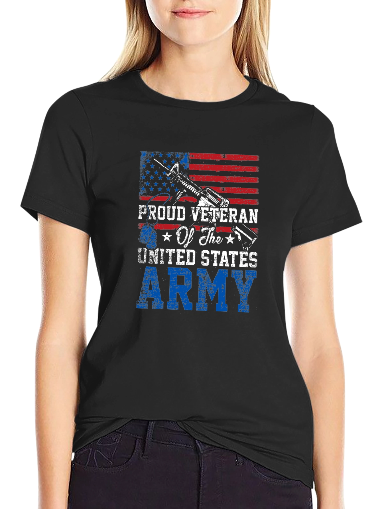 Proud Veteran Army T-Shirt Patriotic USA Flag