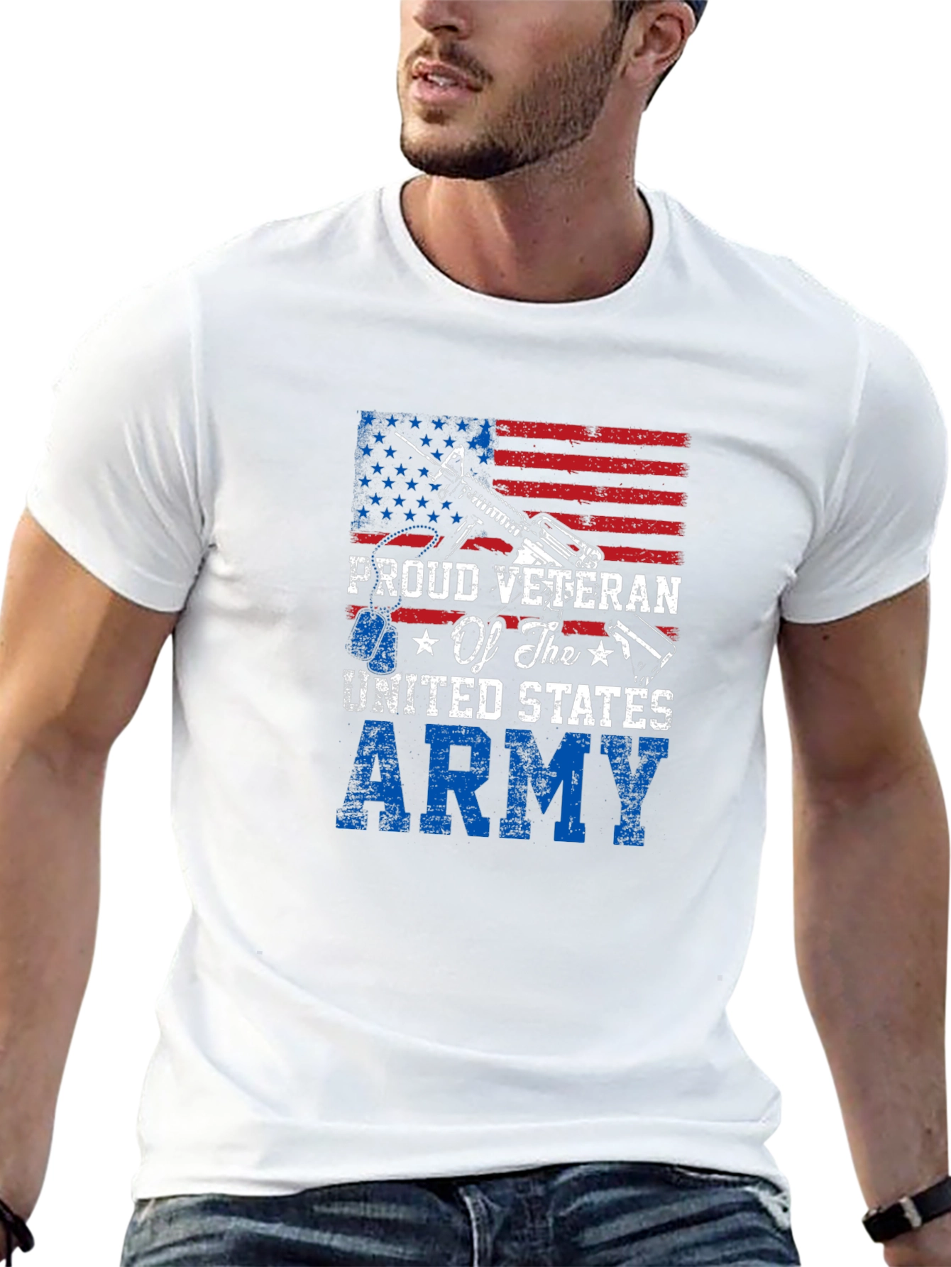 Proud Veteran Army T-Shirt Patriotic USA Flag