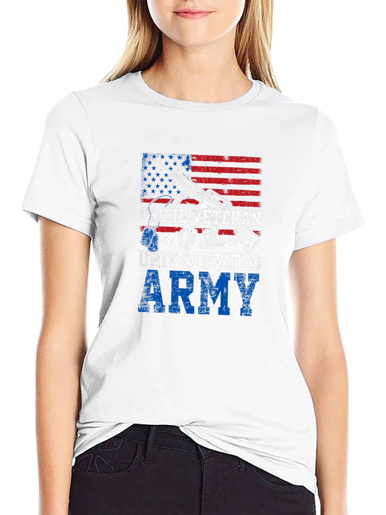Proud Veteran Army T-Shirt Patriotic USA Flag