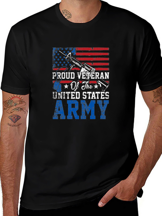 Proud Veteran Army T-Shirt Patriotic USA Flag
