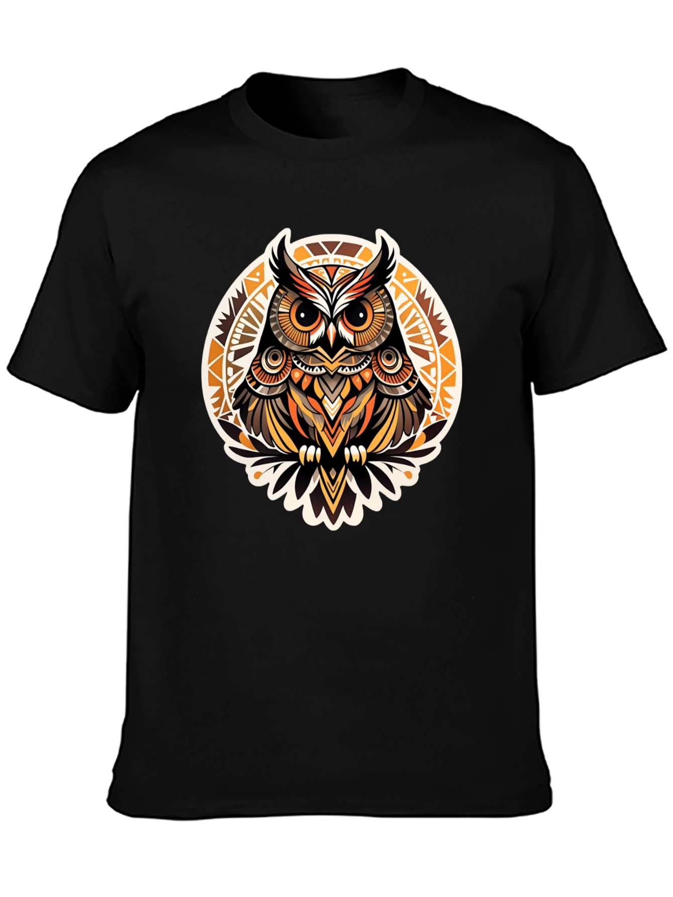 Stylish Owl Graphic Print Black T-Shirt