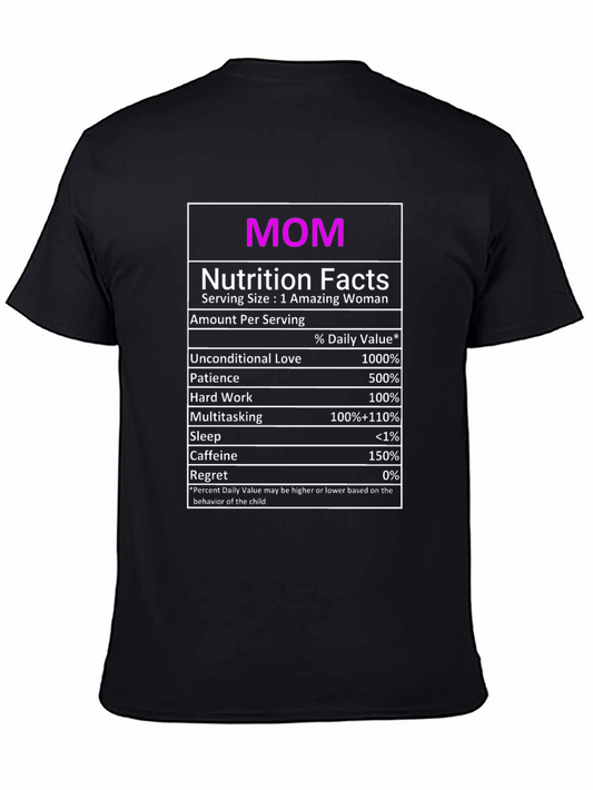 Funny Mom Nutrition Facts Black T-Shirt