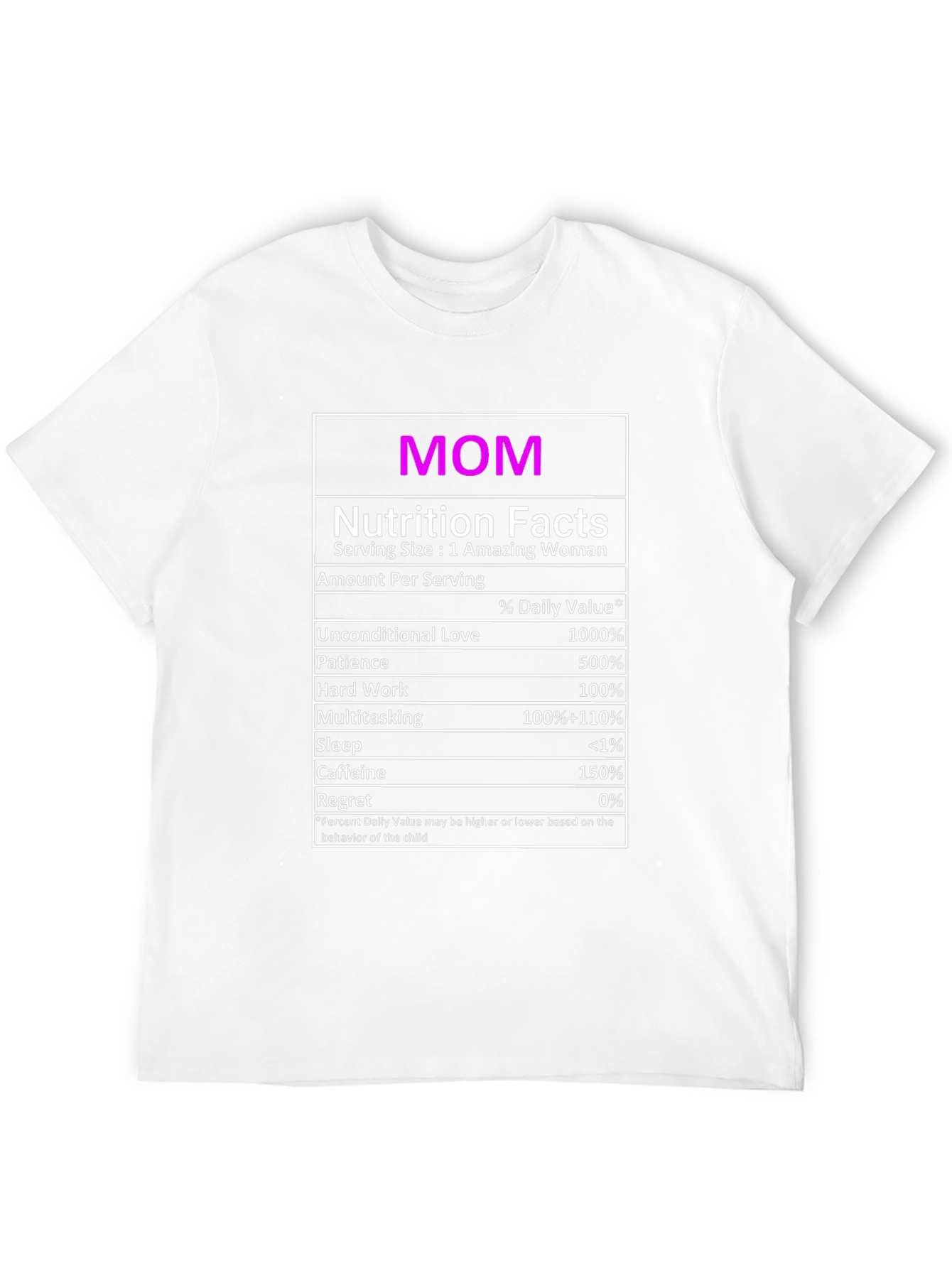 Funny Mom Nutrition Facts Black T-Shirt