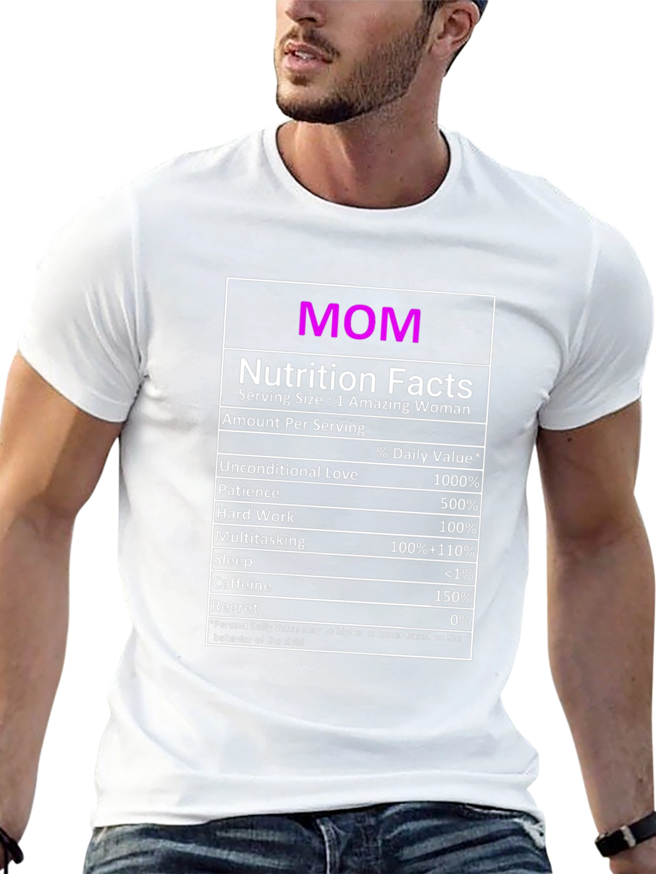 Funny Mom Nutrition Facts Black T-Shirt