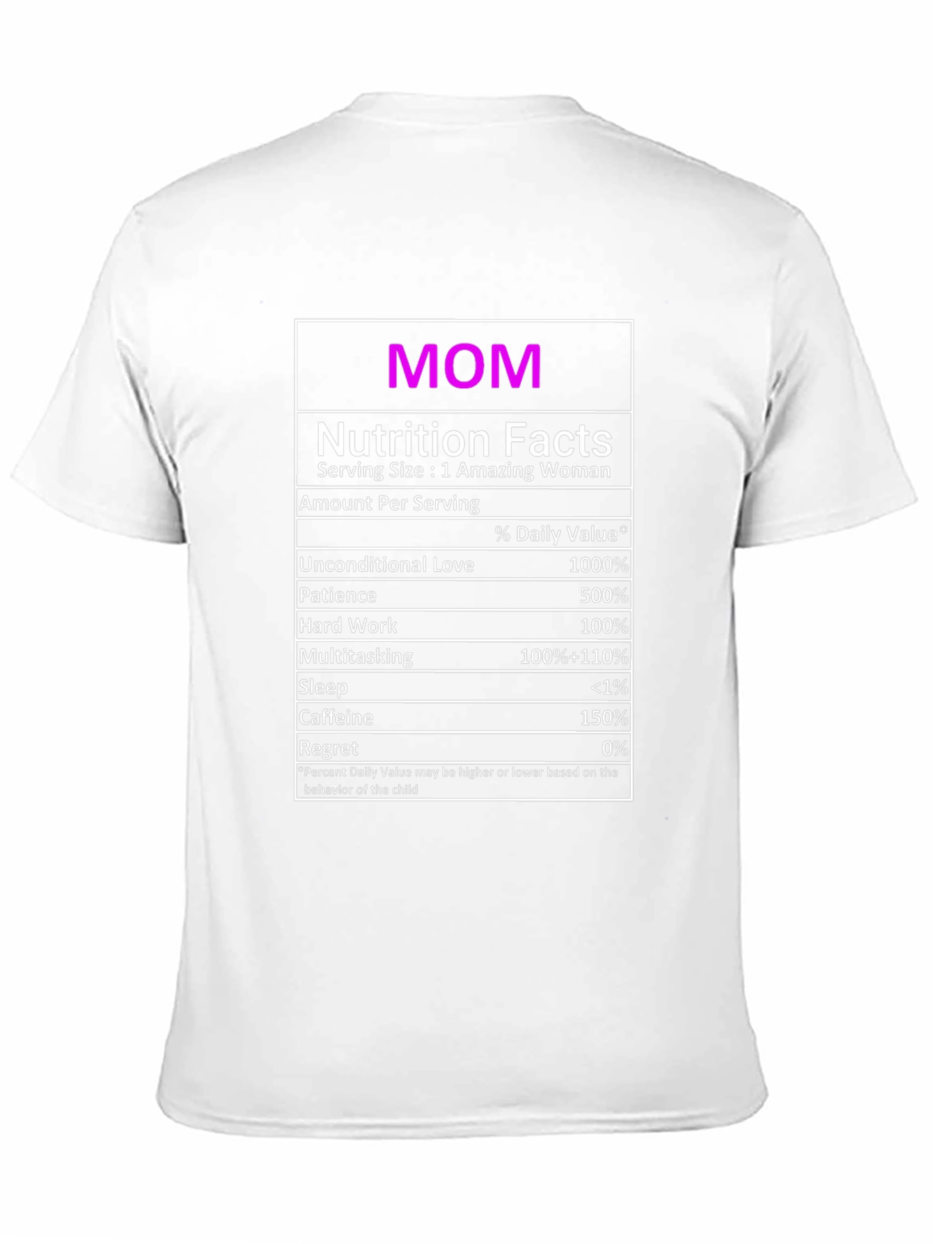 Funny Mom Nutrition Facts Black T-Shirt