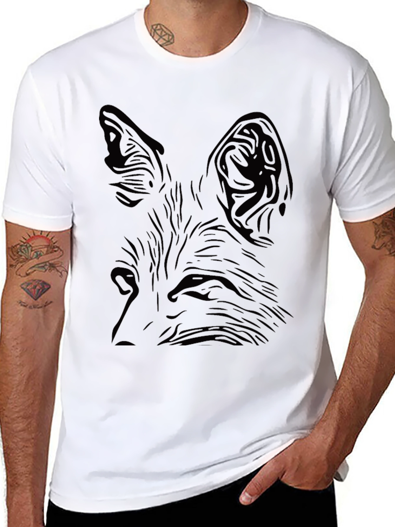 Mens Black Fox Graphic Print T-Shirt