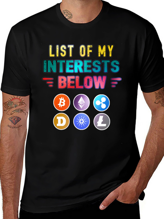 Crypto Enthusiast Tee: List of My Interests T-Shirt
