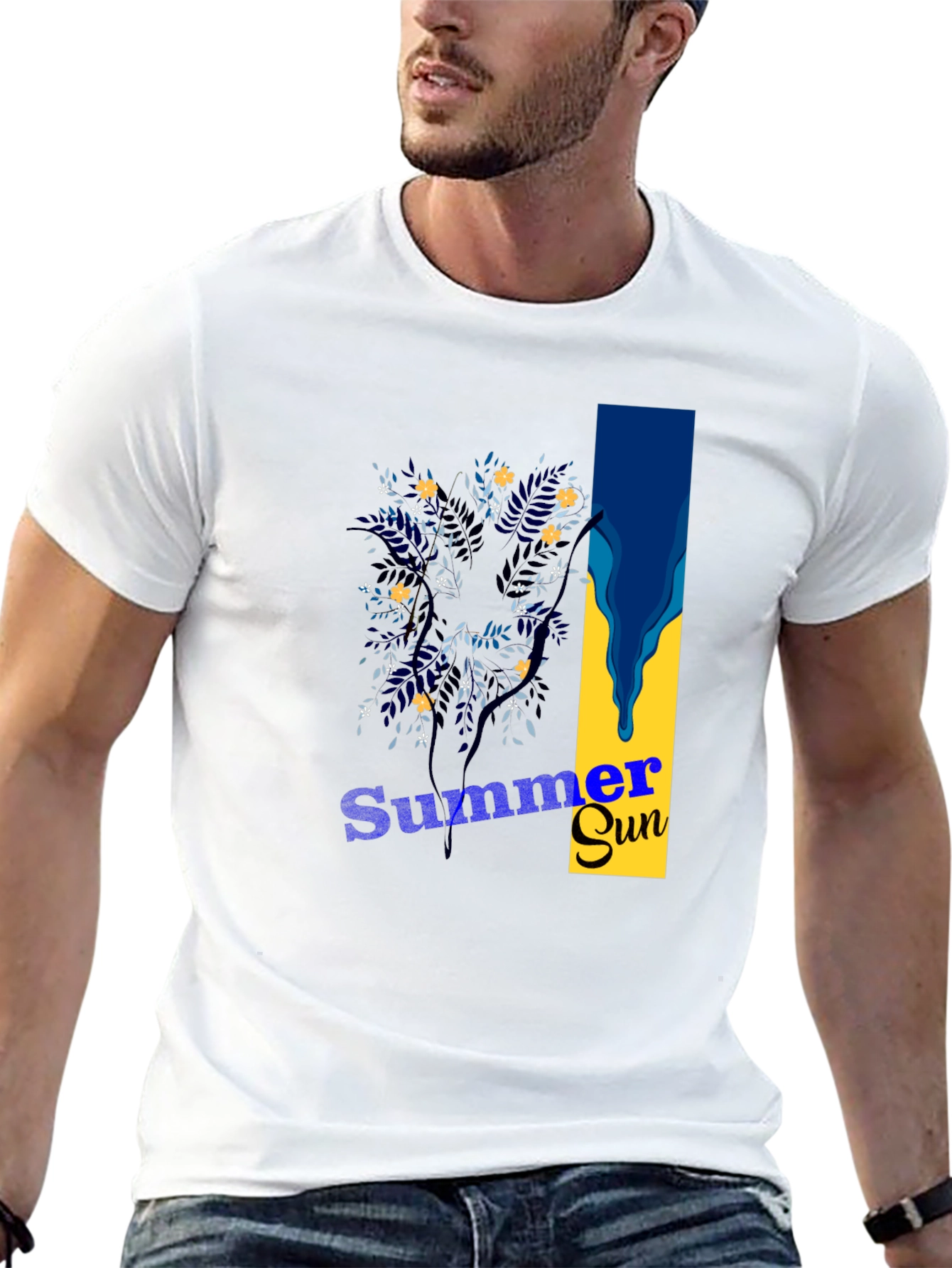 Summer Sun Graphic Tee - Stylish Mens Black T-Shirt
