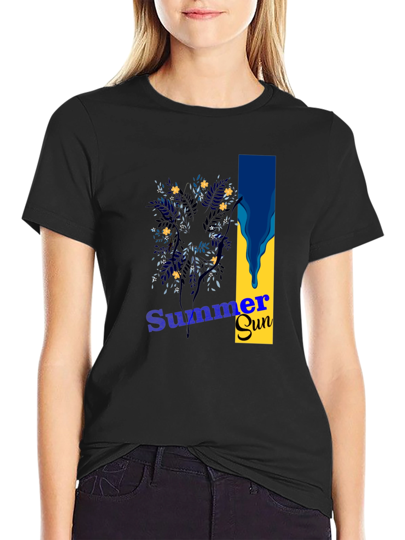 Summer Sun Graphic Tee - Stylish Mens Black T-Shirt