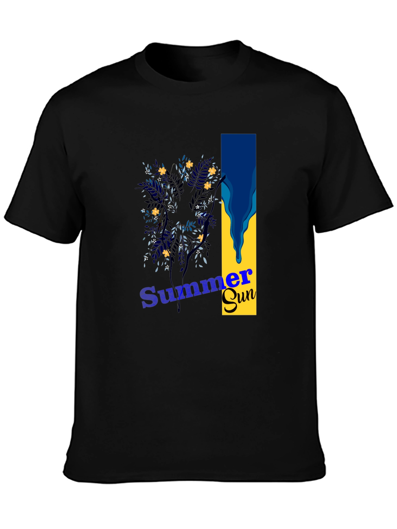 Summer Sun Graphic Tee - Stylish Mens Black T-Shirt