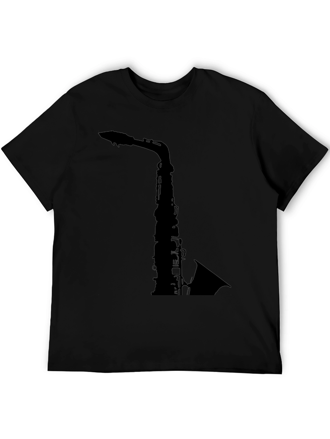 Saxophone Graphic Tee - Black Cotton T-Shirt