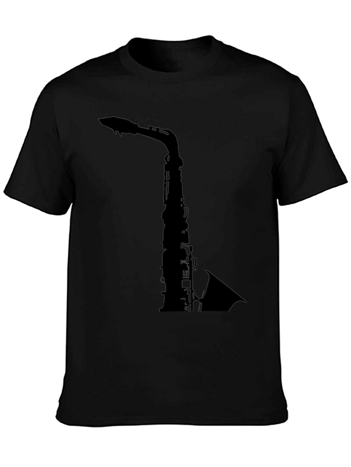 Saxophone Graphic Tee - Black Cotton T-Shirt