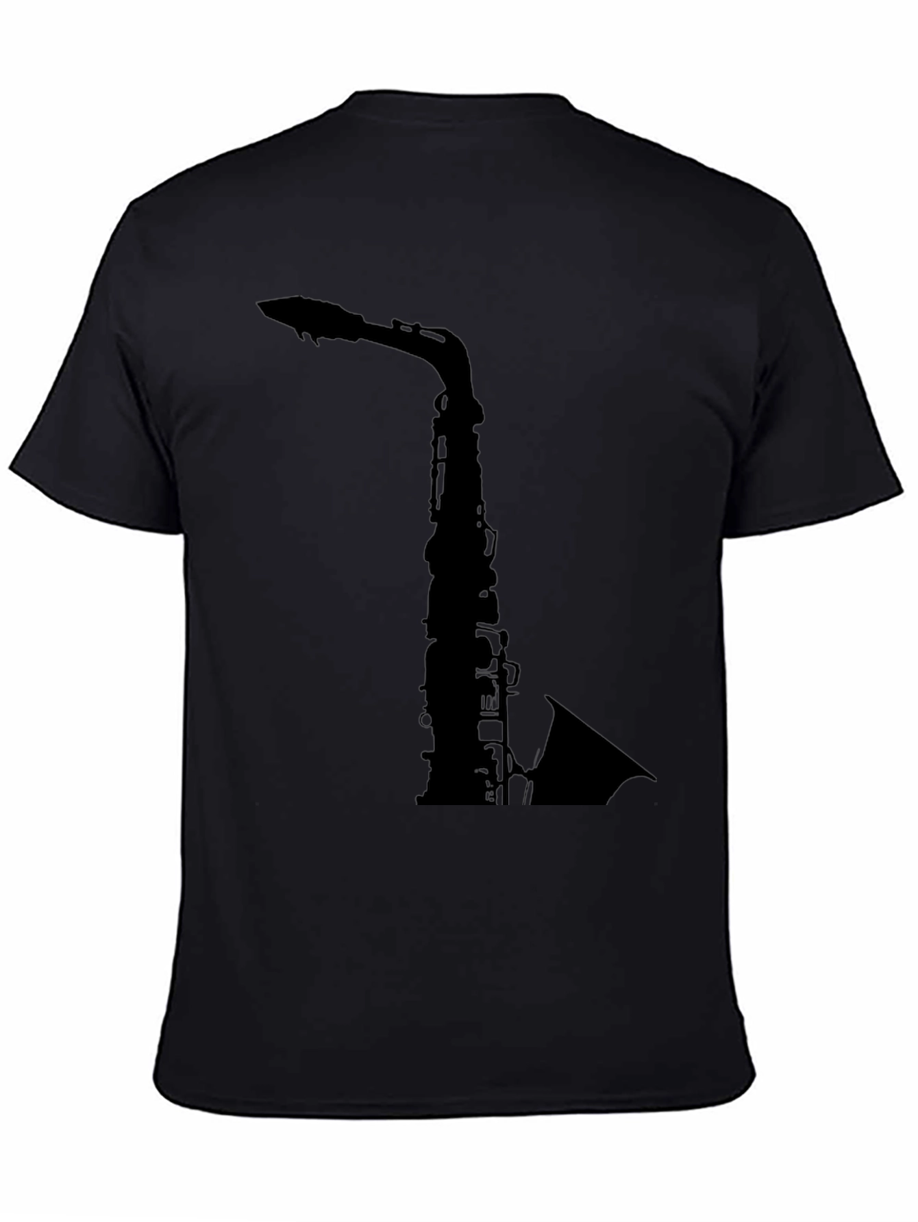 Saxophone Graphic Tee - Black Cotton T-Shirt