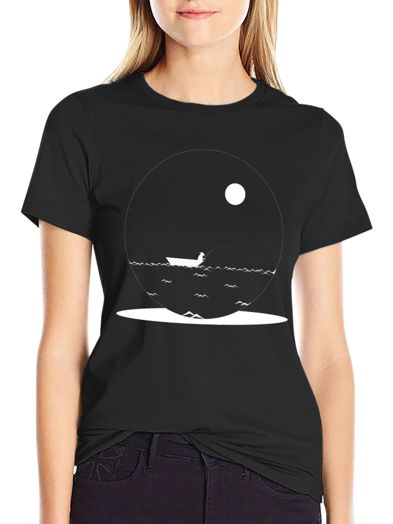 Minimalist Fishing Boat Graphic Tee