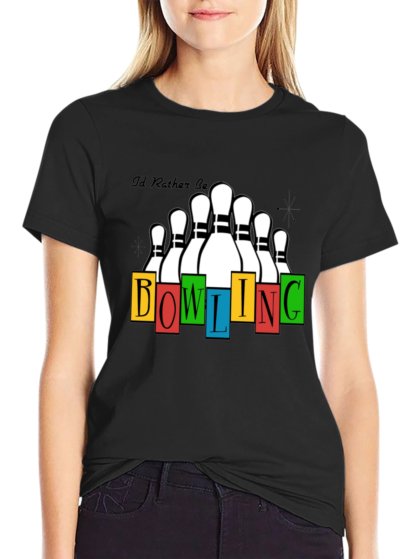 Bowling T-Shirt - Id Rather Be Bowling Design