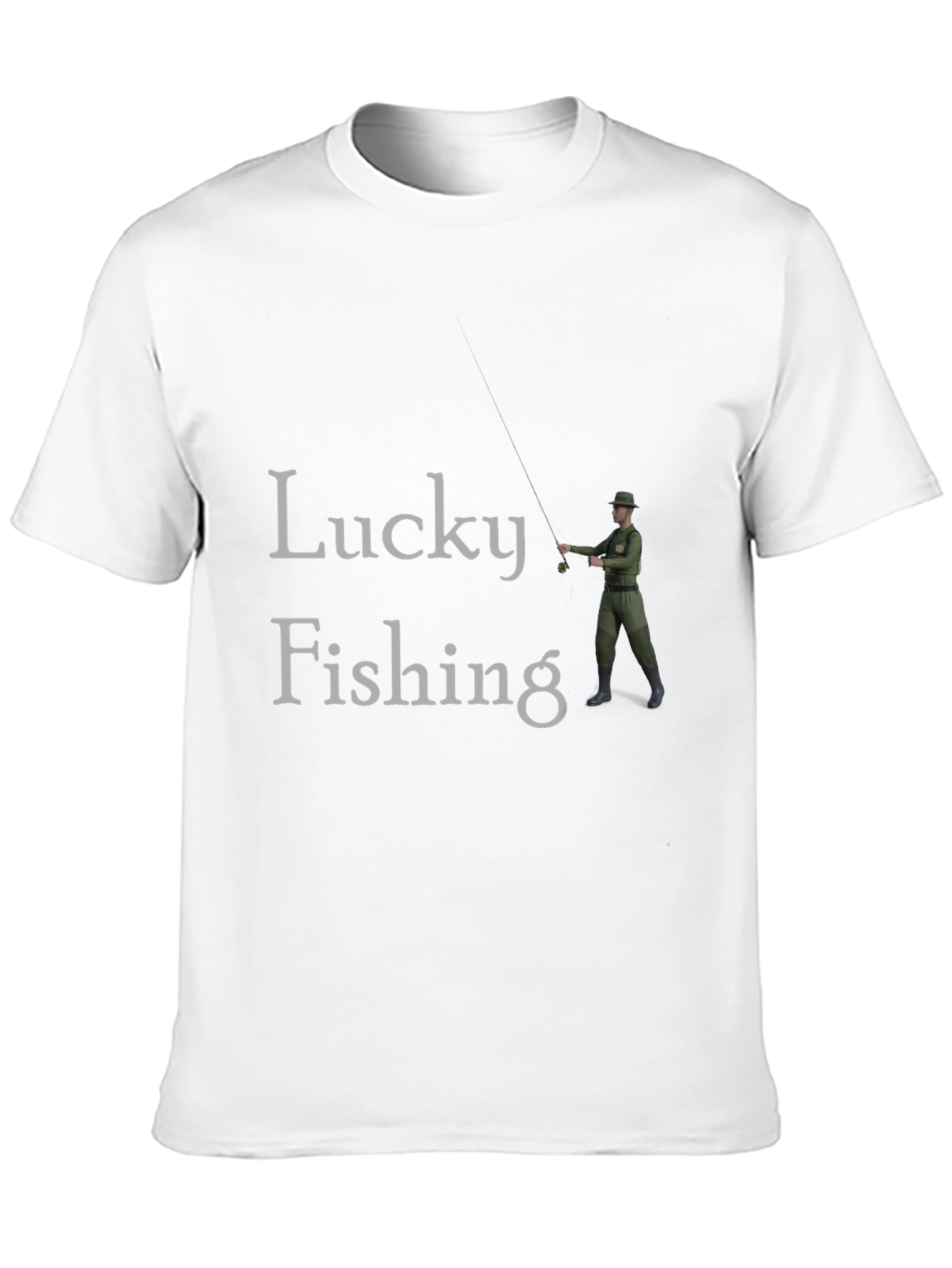 Lucky Fishing Graphic Tee - Black Cotton