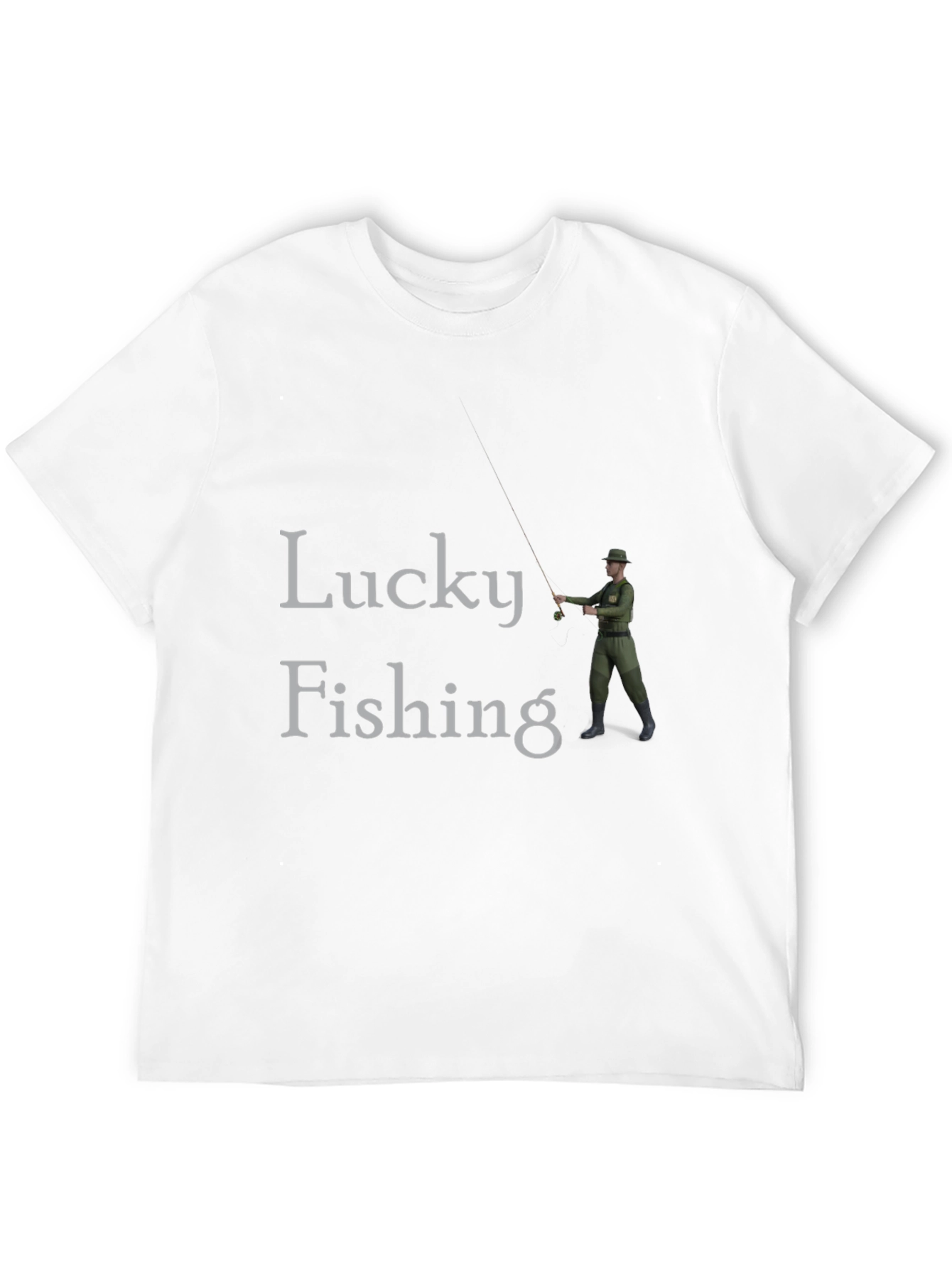 Lucky Fishing Graphic Tee - Black Cotton
