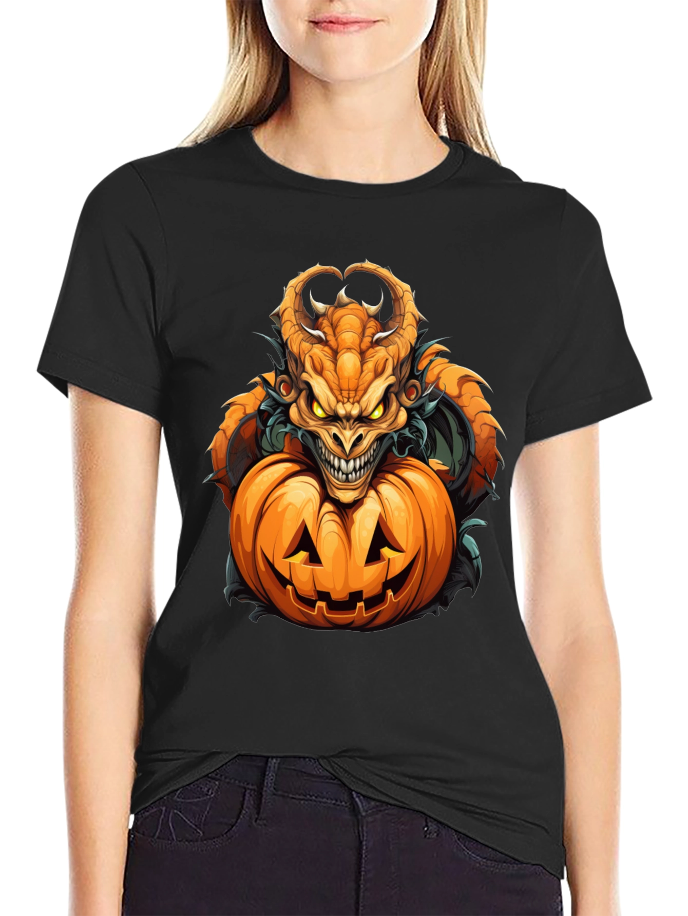 Monster Pumpkin Graphic Tee - Halloween Style