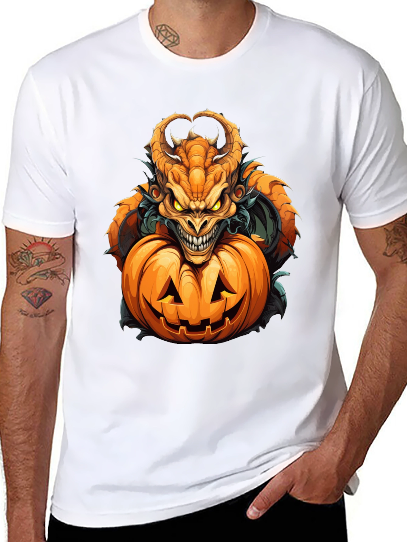 Monster Pumpkin Graphic Tee - Halloween Style