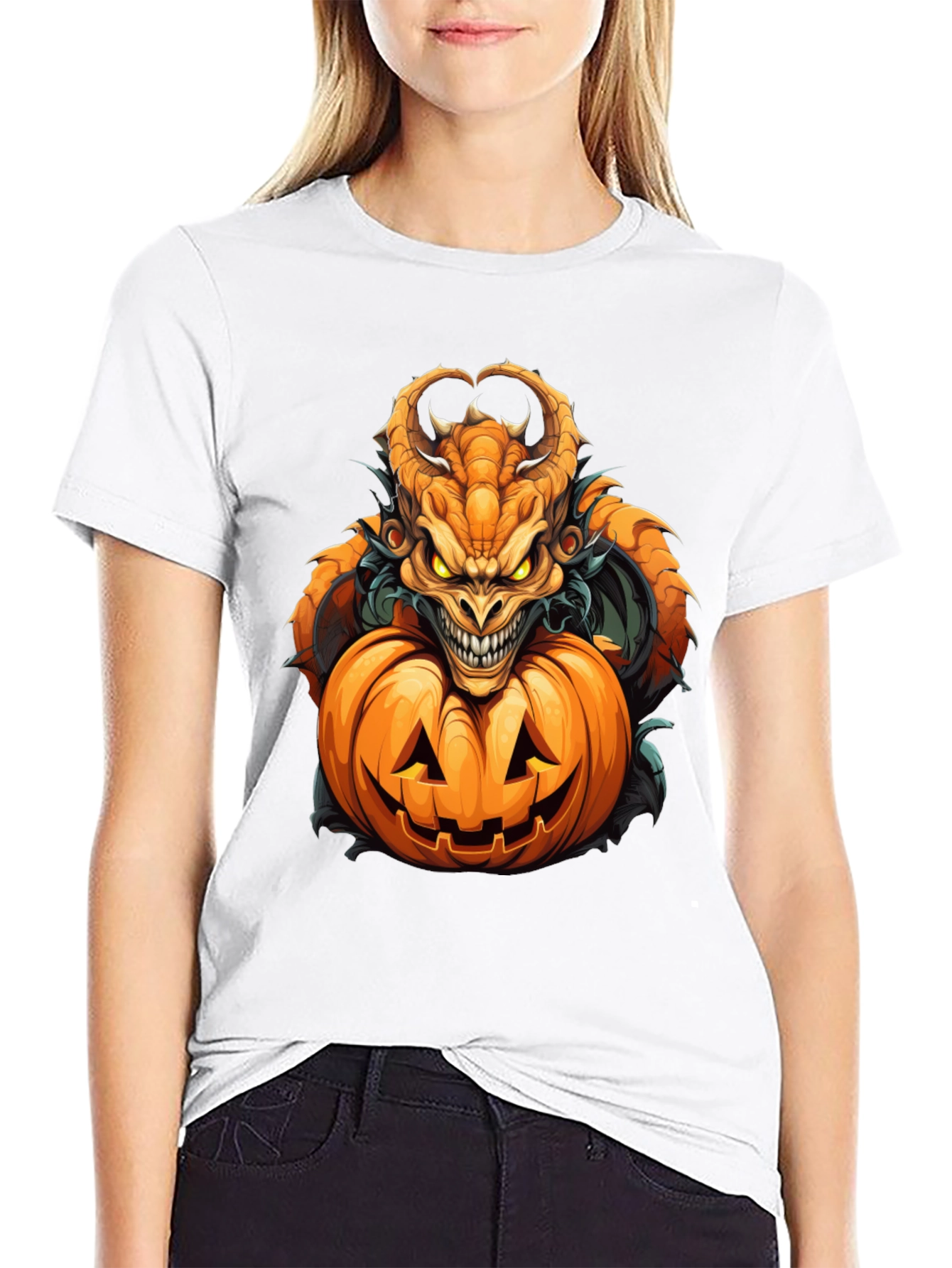 Monster Pumpkin Graphic Tee - Halloween Style