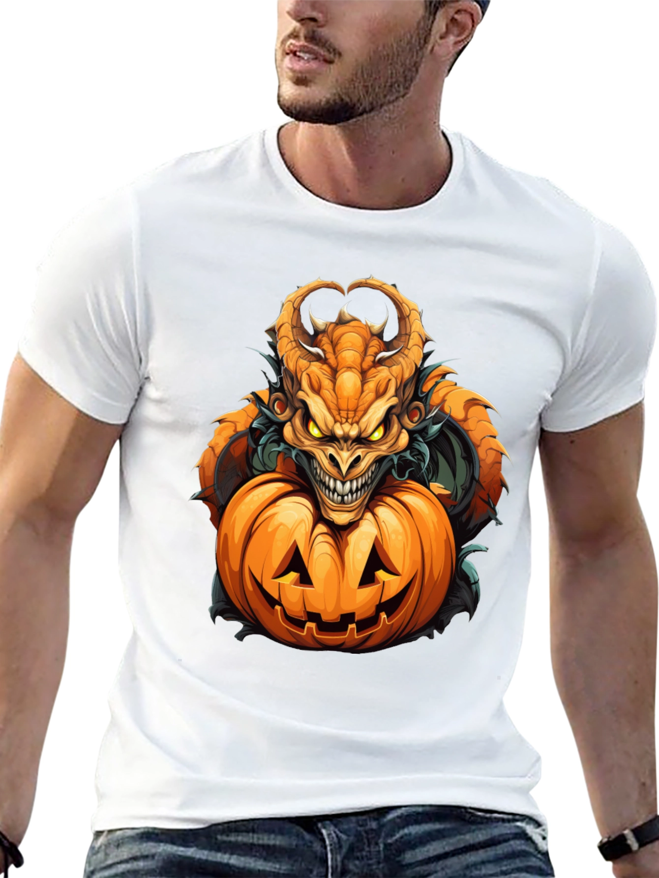 Monster Pumpkin Graphic Tee - Halloween Style
