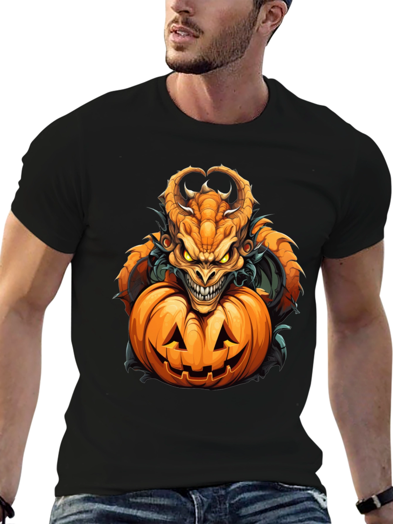 Monster Pumpkin Graphic Tee - Halloween Style
