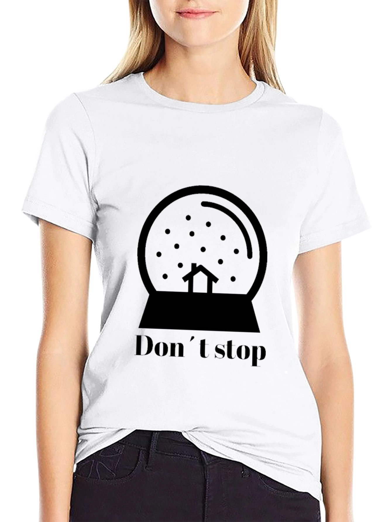 Dont Stop Snow Globe Graphic Tee - Black